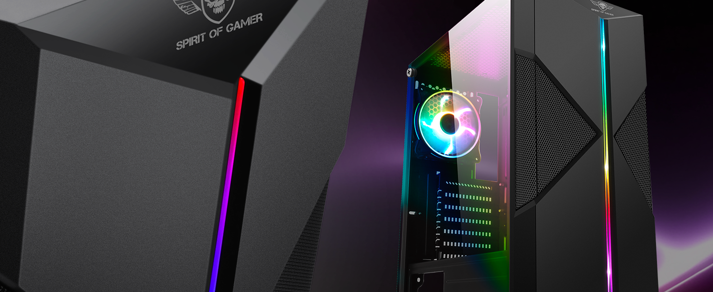 Комп'ютерний корпус Spirit of Gamer Gamer Clone III з RGB підсвічуванням - ATX/mATX/ITX Tower з металевою передньою панеллю та скляною бічною панеллю