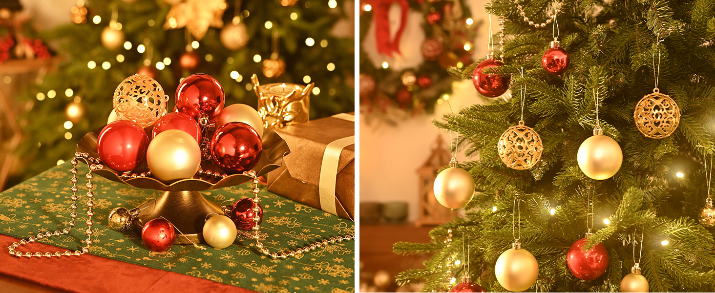 Набір ялинкових прикрас Valery Madelyn (50 шт.) - ялинкові кулі, червоно-золотий декор з підвісками
