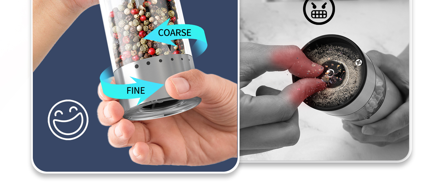 Електричні соляні та перечні млини CIRCLE JOY з нержавіючої сталі з підставкою, 95 мл, біле LED-підсвічування, регульована ступінь помелу, срібні