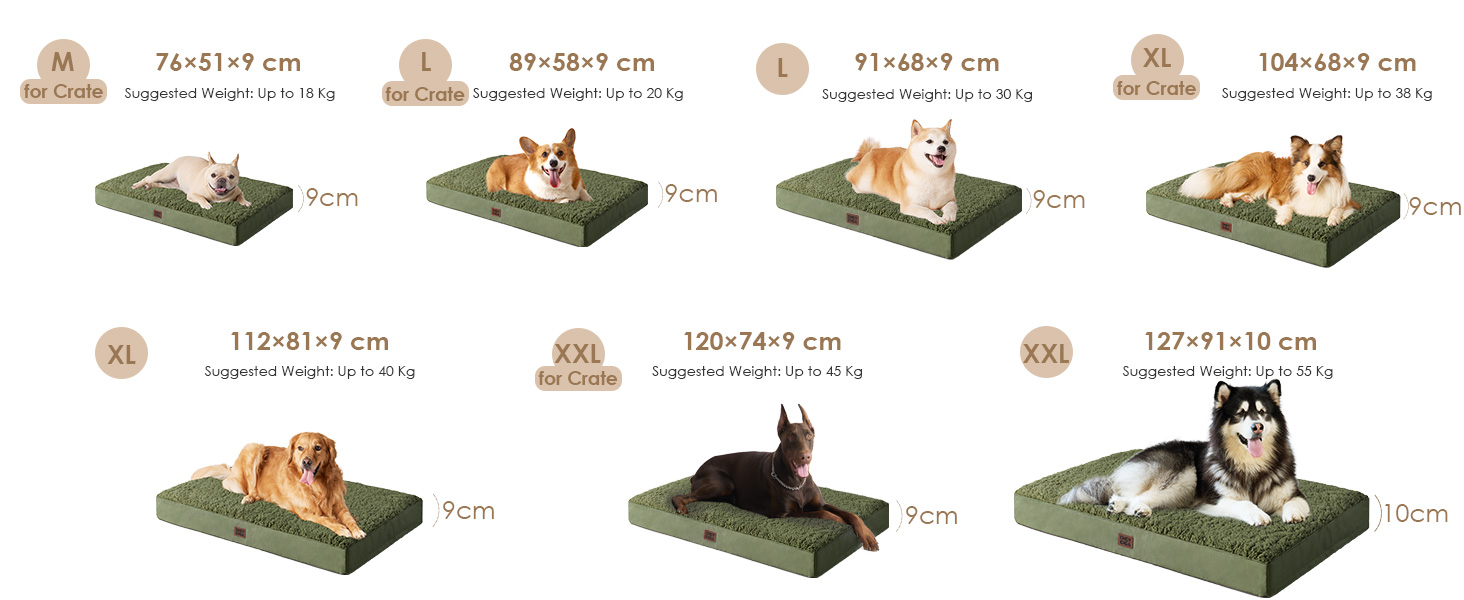 Ортопедичне ліжко для собак EHEYCIGA, маленькі породи, 76x51x9 см, з м'яким покриттям, легко миється, для переноски, оливковий колір