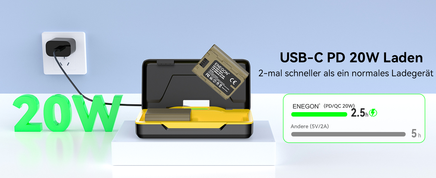 Зарядний комплект ENEGON NP-FZ100 20W для Sony Alpha: A7 IV, A7 III, A9, A9R, A6700, A6600, FX3, FX30, A1 (2 x 3000mAh), з дисплеєм, SD-картридер