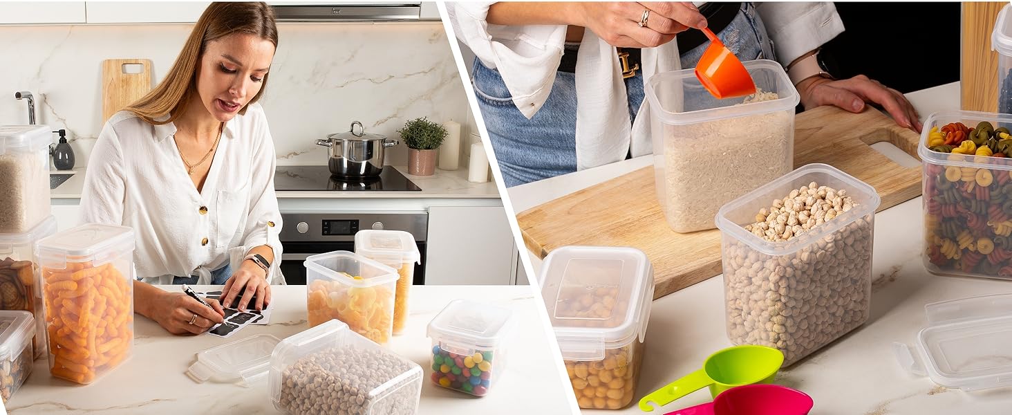 Набір контейнерів для зберігання Deco haus® з кришкою (24 шт.) - для кухні, продуктів, круп, борошна