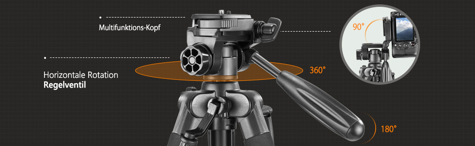 Штатив для камери Neewer 142 см з алюмінієвого сплаву, 3-х секційний, чорний (SAB234)