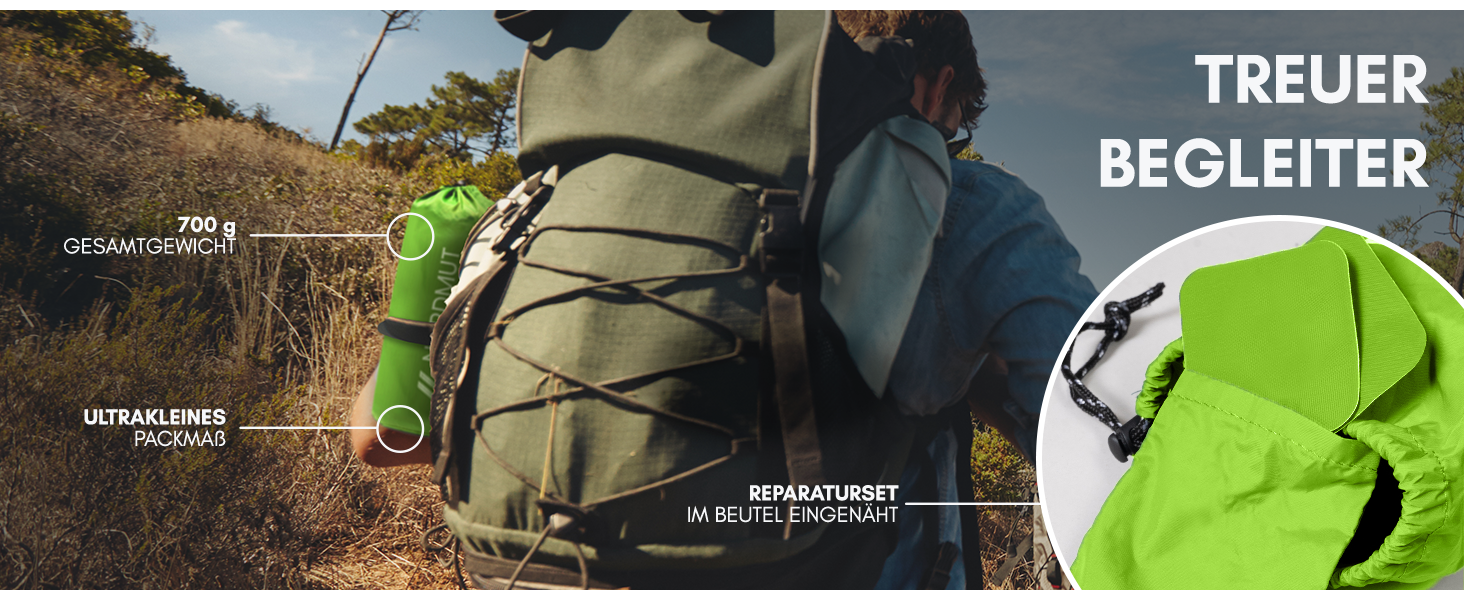 Килимок туристичний NORDMUT® Isomatte Outdoor з ремкомплектом. Легкий килимок для кемпінгу, піших прогулянок та відпочинку на природі. Колір: світло-зелений