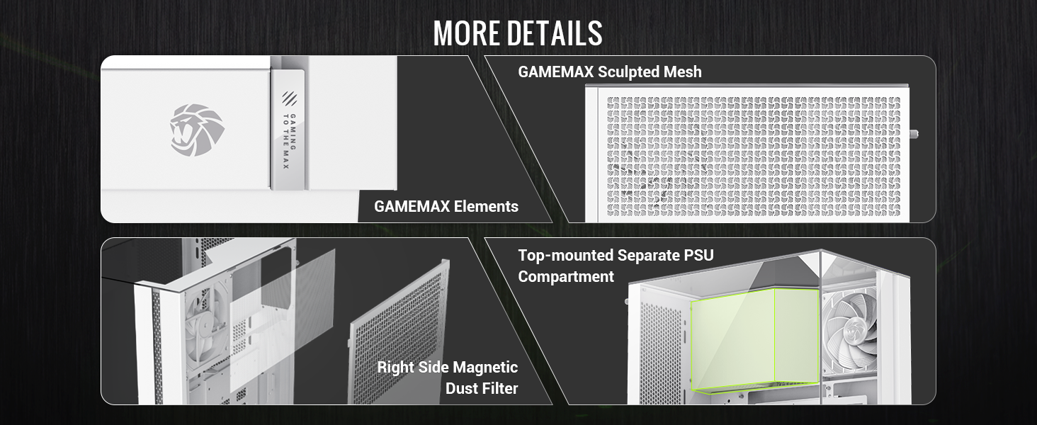 Ігровий корпус GameMax T20 BK M-ATX, панорамне загартоване скло 270°, вертикальна установка GPU, 2x120мм ARGB вентилятори, підтримка радіатора 360мм, SFX/SFX-L, BTF-Ready, чорний
