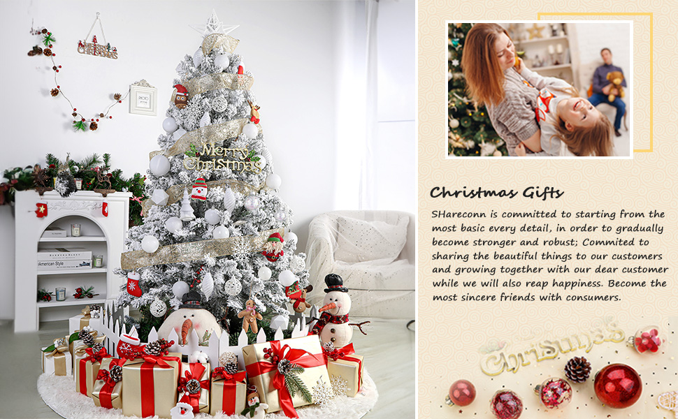 Набір з 100 штучних ялинкових прикрас Shareconn: міцні кульки з гачками, різні розміри та дизайни, для внутрішнього та зовнішнього декору