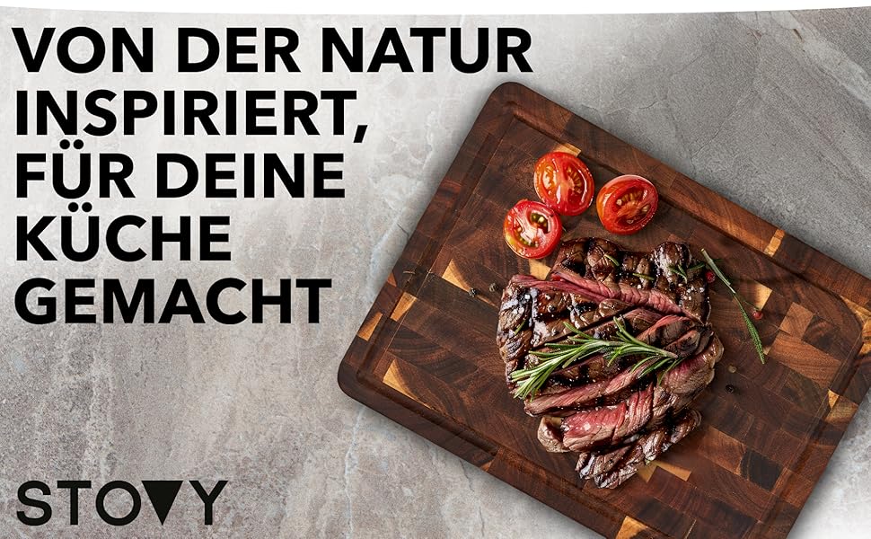 Дерев'яний обрізний стіл STOVY® з масивного акацієвого дерева, 40 x 30 x 3 см – антибактеріальний, з гірського дерева