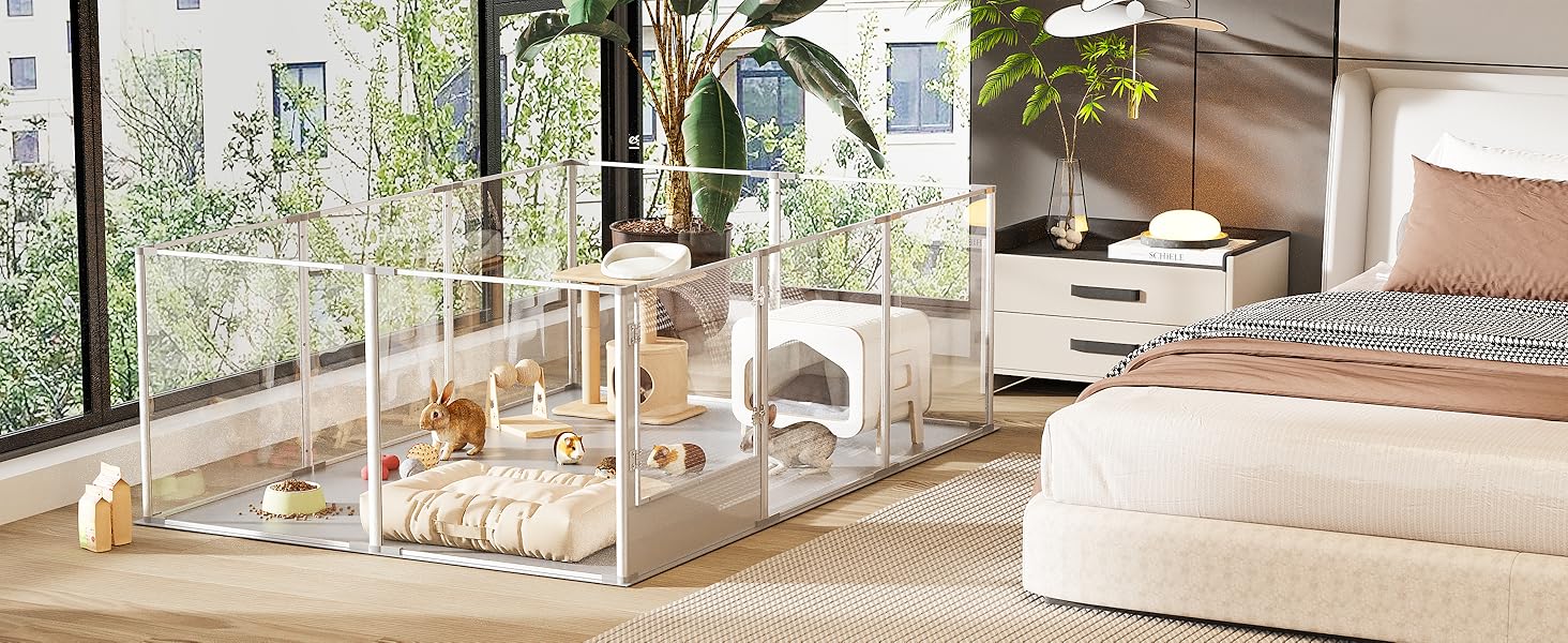 Кія для собак BingoPaw: вольєр для цуценят та собак, 8 елементів, 60 см, XXL, з дверцятами та водовідштовхувальним дном (180x120x61 см)