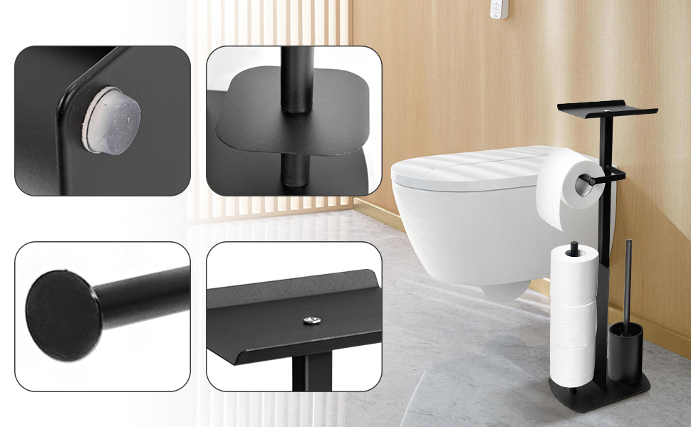 Тримач туалетного паперу з щіткою для унітазу з нержавіючої сталі. Набір для ванної кімнати з боксом для вологих серветок.