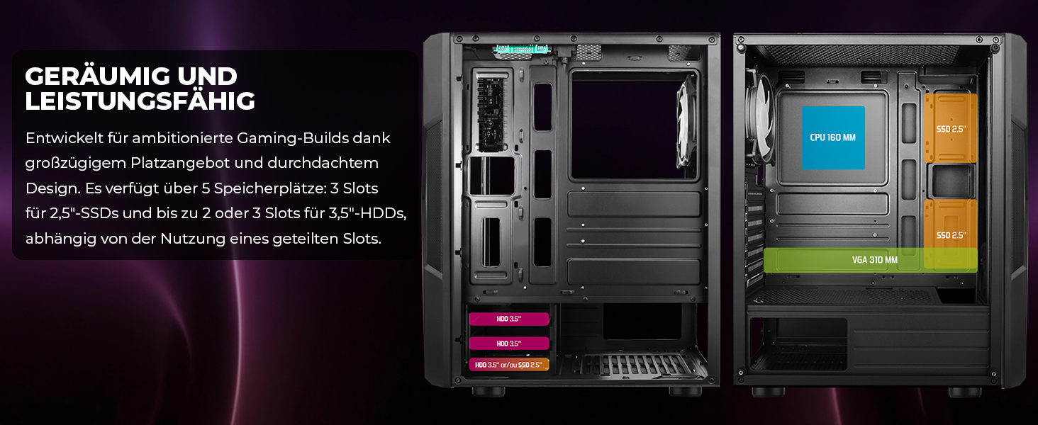 Комп'ютерний корпус Spirit of Gamer Gamer Clone III з RGB підсвічуванням - ATX/mATX/ITX Tower з металевою передньою панеллю та скляною бічною панеллю