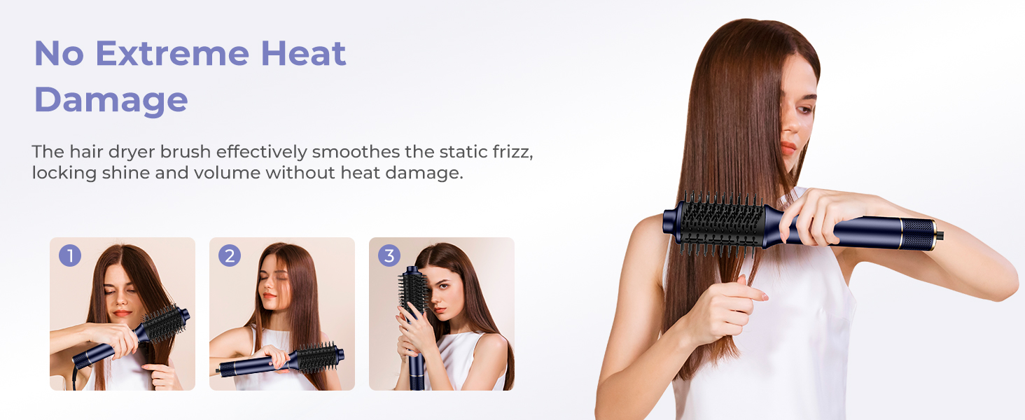 Airstyler 5 в 1: Фен-щітка з іонізацією, 20 м/с, 110 000 об/хв, для створення локонів та випрямлення, легкий, тихий, швидке сушіння, блакитний