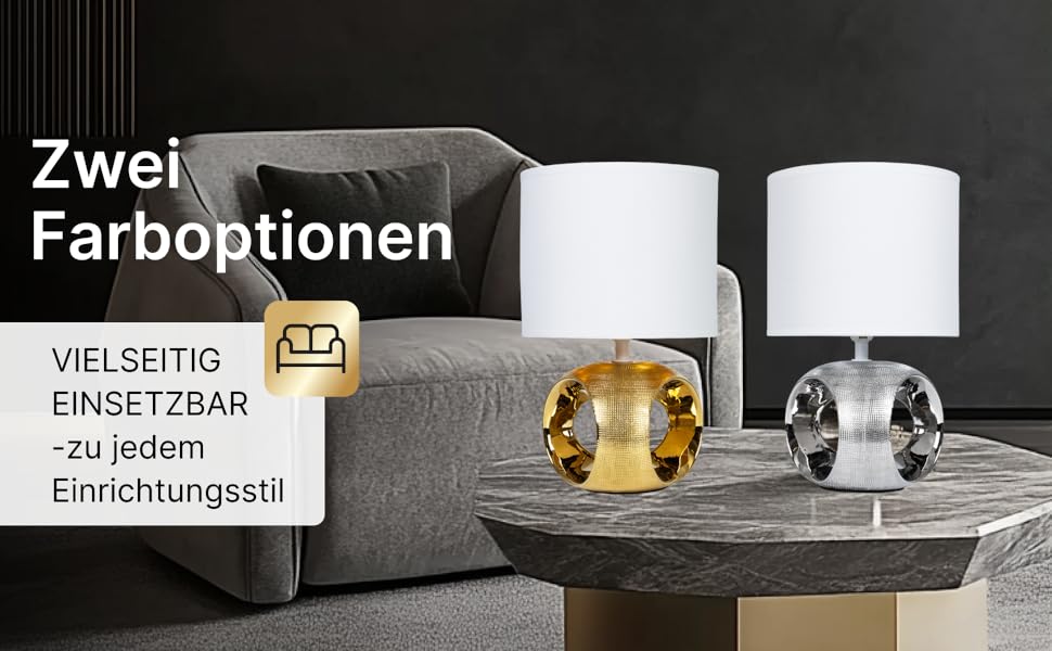 ARTE LAMP Poppy - LED настільна лампа з кабелем, хром/біла. Настільна лампа з білим текстильним абажуром для вітальні та спальні (золота)