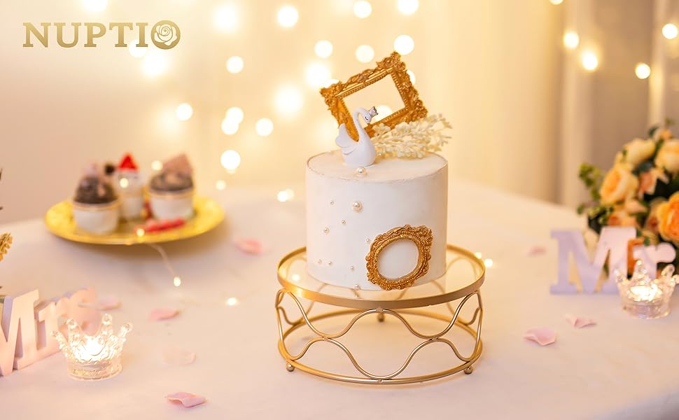 Підставка для торта NUPTIO, кругла, 30 см, металева з акриловою платформою, для вечірки, дня народження, хрещення, Різдва