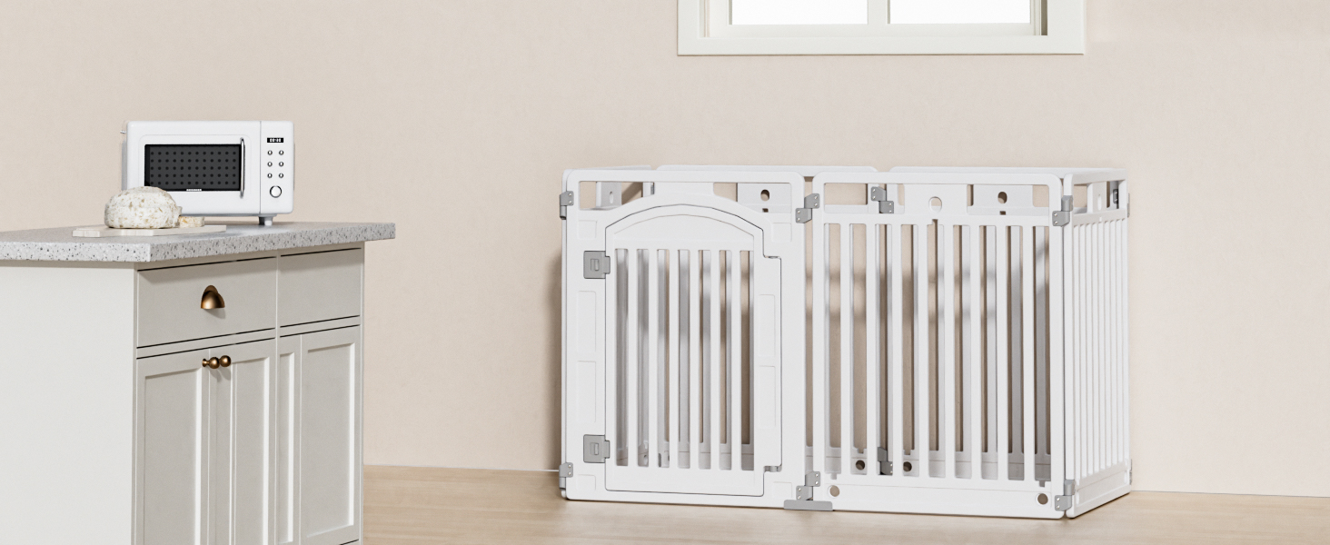 Вольєр для цуценят Gupamiga, розкладний вольєр для собак з дверима, вольєр для цуценят для квартири, міцний та гладкий, просте встановлення, білий (178 x 178 см), 8 штук (80 см)