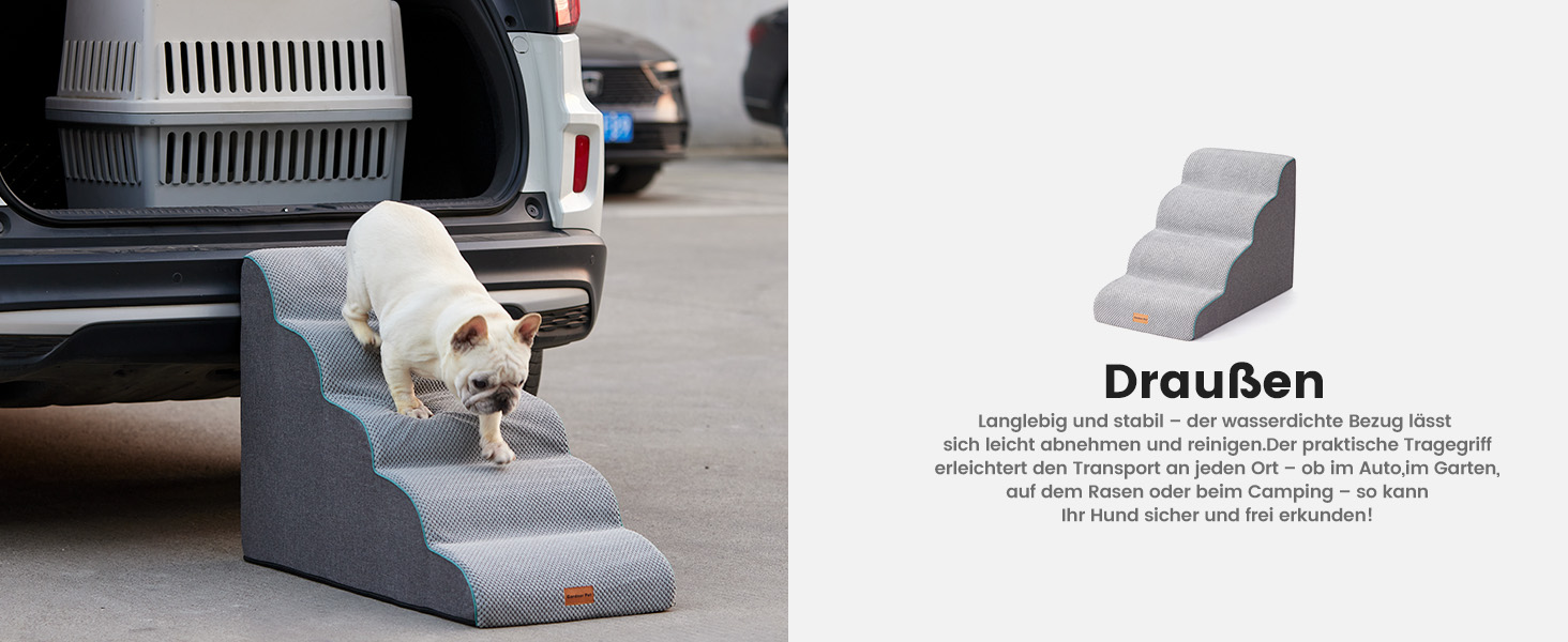 Сходинки для собак Gardner Pet: 3 сходинки, 35/42 см, сірий колір. Зручні для маленьких собак, з водонепроникним покриттям та протиковзким матеріалом. Підходять для ліжка, дивану, крісла.