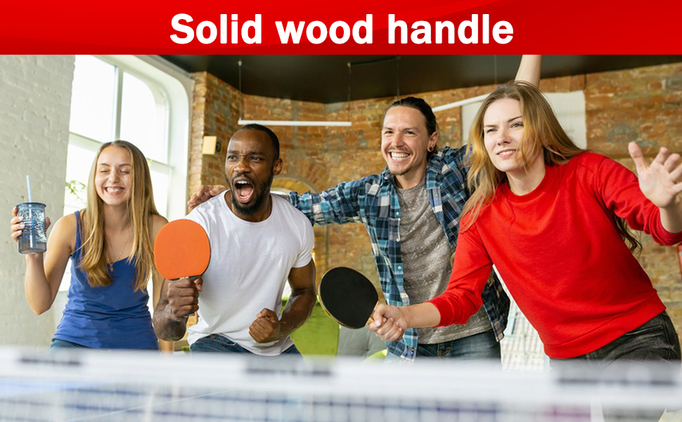 Набір для пінг-понгу JurciCat: 2 ракетки, 3 м'ячі, сумка. Підходить для гри в приміщенні та на вулиці. Довга ручка.