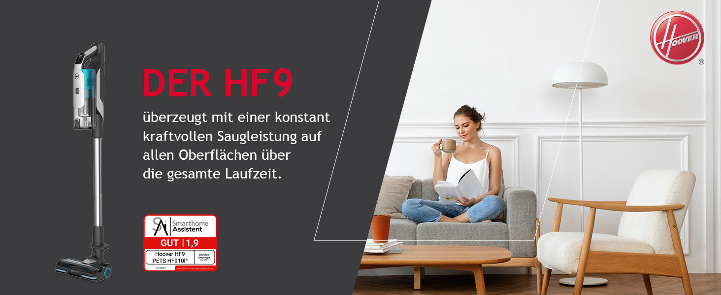 Бездротовий акумуляторний пилосос Hoover HF9 I Без мішка, LED-підсвітка, Anti-Twist насадка, для всіх поверхонь (для тварин)