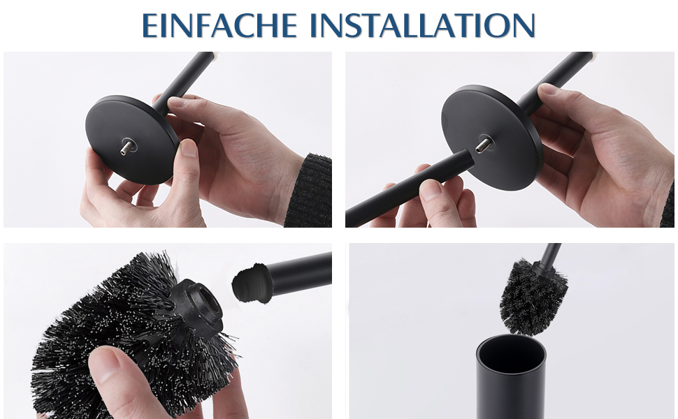 Набір для чищення унітазу Fiisayl: щітка та тримач з нержавіючої сталі, чорний колір