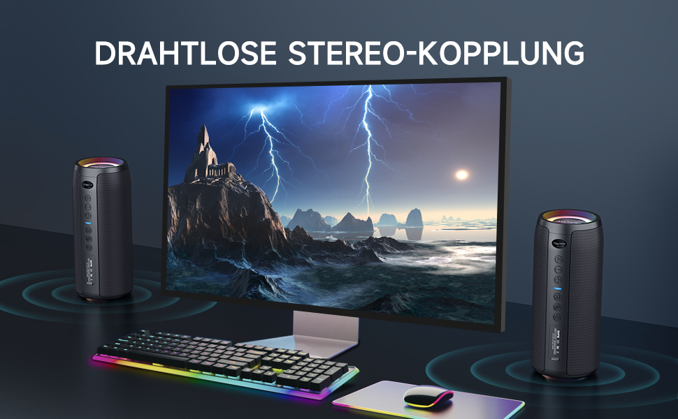 ZEALOT Bluetooth колонка з підсвіткою 40W, портативна водонепроникна (IPX6), AUX, USB, Micro SD, Bluetooth 5.2, Dual Pairing