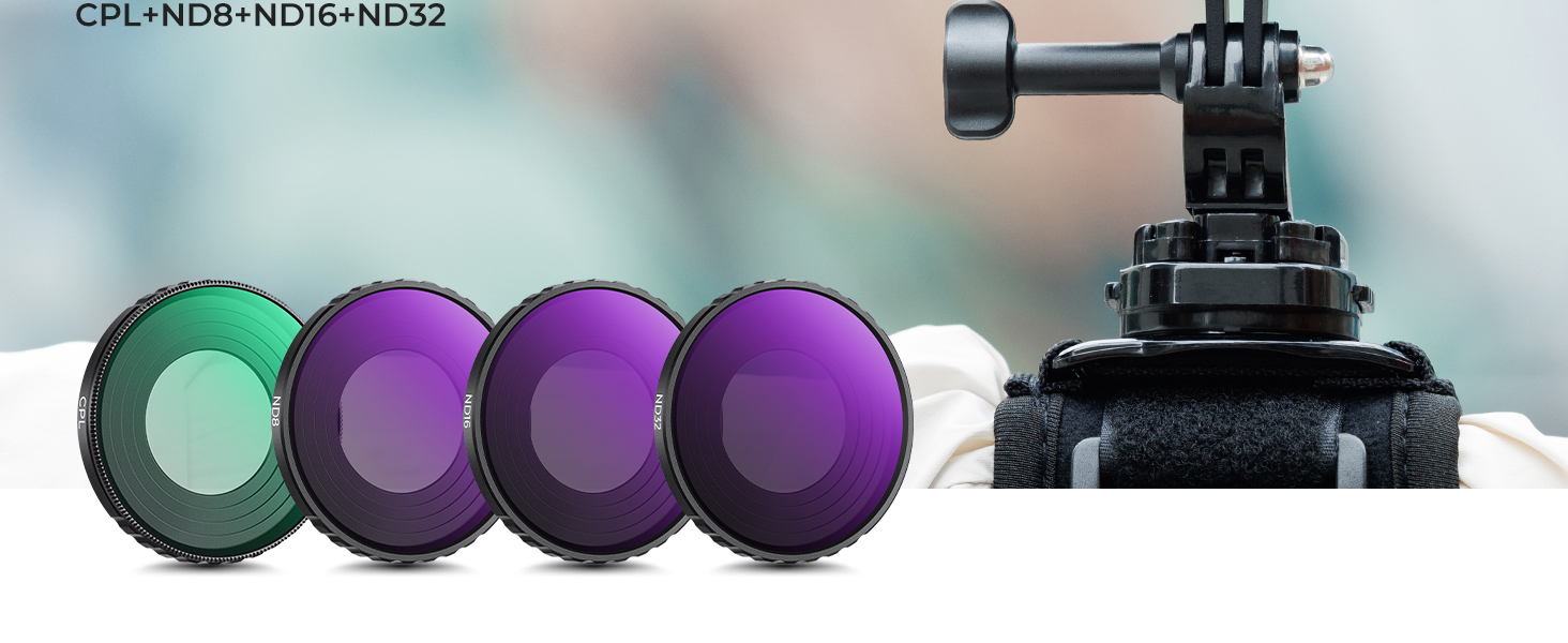 Фільтри K&F Concept ND/CPL для DJI Osmo Action 4/5 PRO: набір 4 шт (CPL, ND8, ND16, ND32)