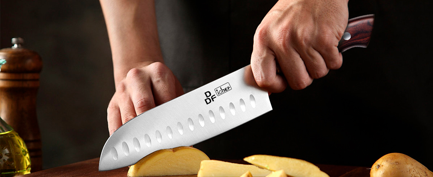 Набір кухонних ножів DDF iohEF 3 шт. з нержавіючої сталі - кухонний, сантоку, для чищення овочів