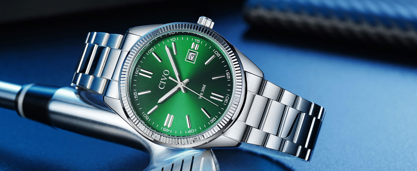 Чоловічий годинник CIVO з нержавіючої сталі: аналоговий бізнес-годинник з датою, що світиться - водонепроникний для роботи та відпочинку - стильний подарунок для чоловіків, чорний 8349
