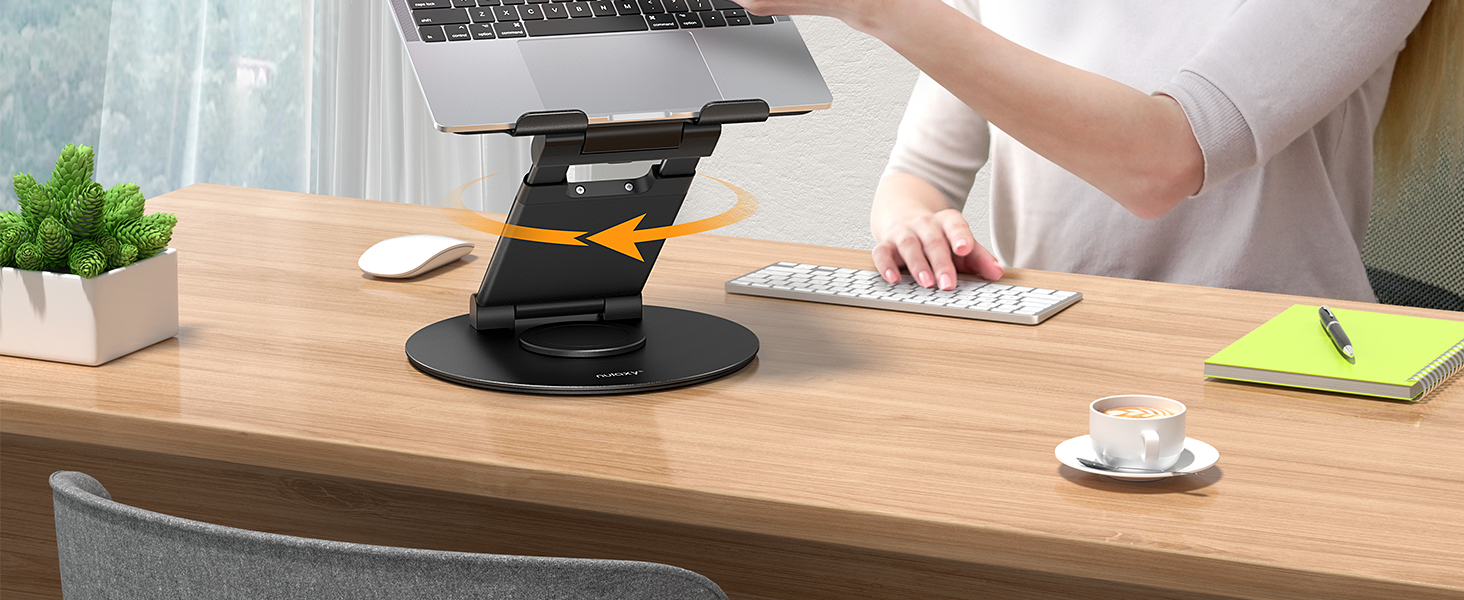 Adjustable Laptop Stand - 360° Swivel Base - Holds 10-17