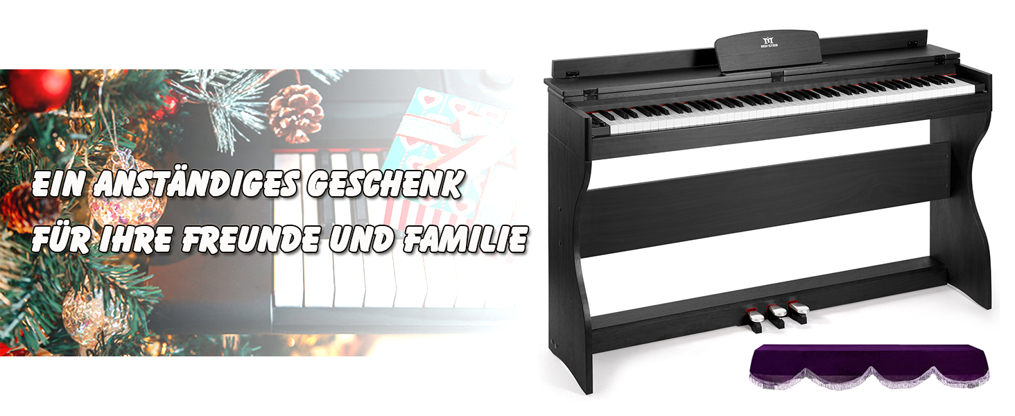 Електронне піаніно MUSTAR 88 клавіш з табуретом, цифрове піаніно, чорне, USB/MIDI, для початківців