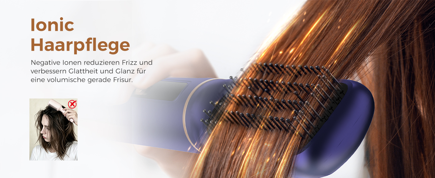 Мультистайлер для волосся 6 в 1 UKLISS Air Styler Set з дифузором, фен-щітка та вирівнювач для волосся, 1000 Вт, LCD-дисплей, Gold Blau