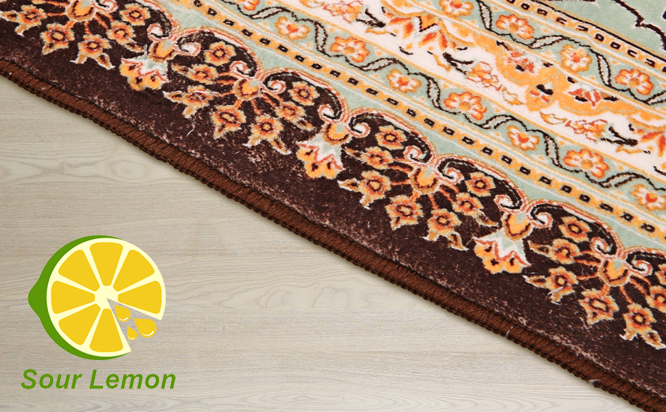 Килимок для вітальні Sour Lemon, великий 160x230 см, машинного прання, бохо-стиль, вінтажний, з антиковзаючою основою, блакитний геометричний дизайн