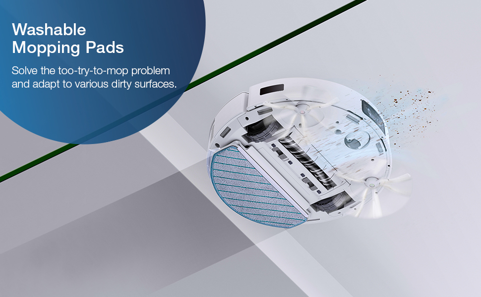 Робот-пилосос ECOVACS DEEBOT N20 з функцією миття підлоги, 8000Pa, PureCyclone Station, без мішка, захист від заплутування волосся, до 300 хвилин роботи, білий