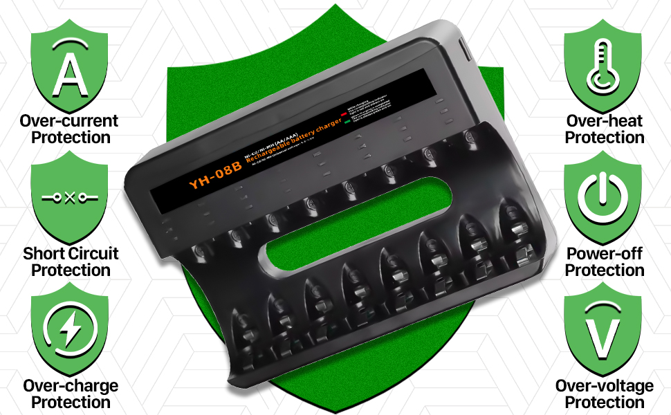 Зарядний пристрій для акумуляторів AA/AAA 8 слотів - розумний зарядний пристрій для NI-MH/NI-CD акумуляторів