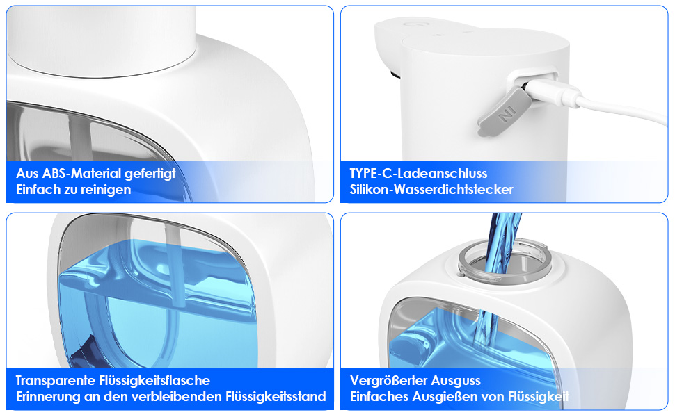 Автоматичний дозатор мила, 500 мл, настінний, сенсорний, регульований, для кухні та ванної кімнати (білий)