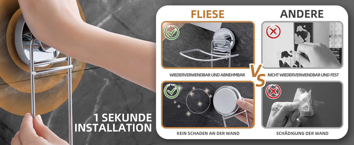 Хромована мильниця з піддоном для води, настінна, без свердління, для ванної кімнати та кухні (5 кг)