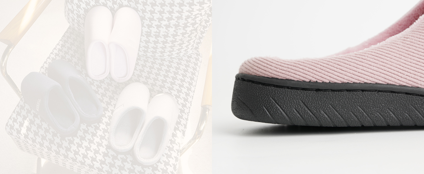 Теплі домашні тапочки Tofern для жінок та чоловіків. М'які, легкі, з піною Memory, бавовна, смугасті, неслизькі, комфортні, для осені та зими, 42/43 EU, рожеві