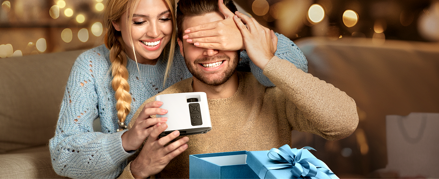 Портативний проєктор Mini Beamer 4K з підтримкою Android 13, WiFi 6, Bluetooth 5.4, обертання 270°, автотрапецеїдна корекція, HDMI/Android/iOS/PC/USB, білий (блакитний)