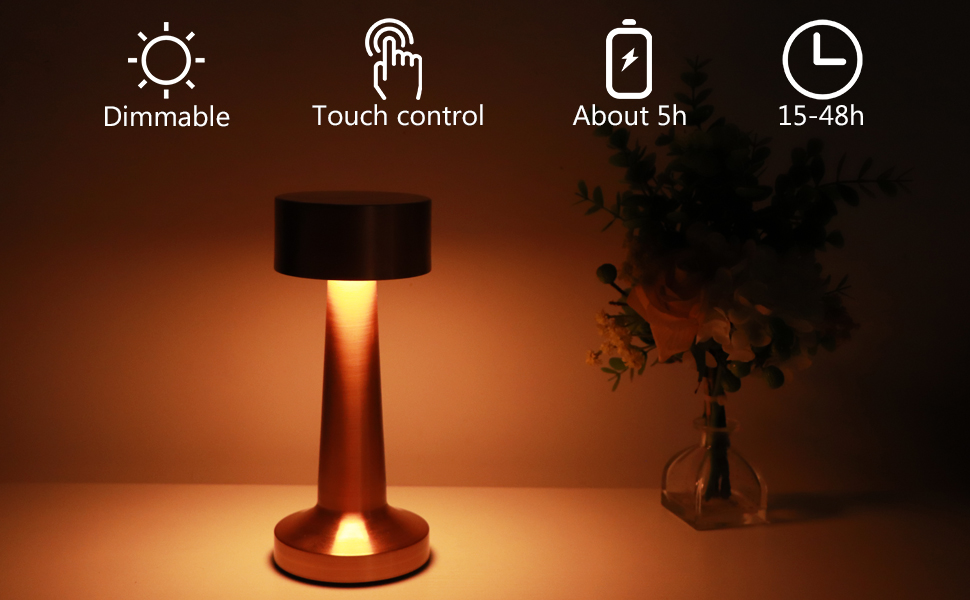 Світлодіодна настільна лампа бездротова з акумулятором, димується, нічна лампа, лампа на стіл для вітальні, спальні, 3 кольори світла, срібляста