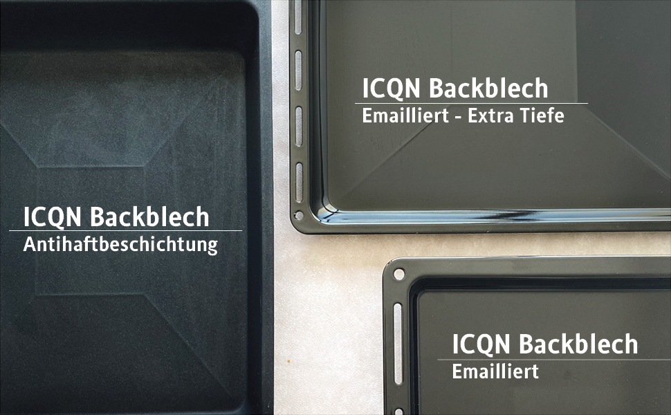 ICQN Емальований деко для духовки 45,5x37,5x3 см, жирозбірник, для Bosch, Siemens, Neff, Constructa, Flavel, Simfer, стійкий до подряпин і корозії