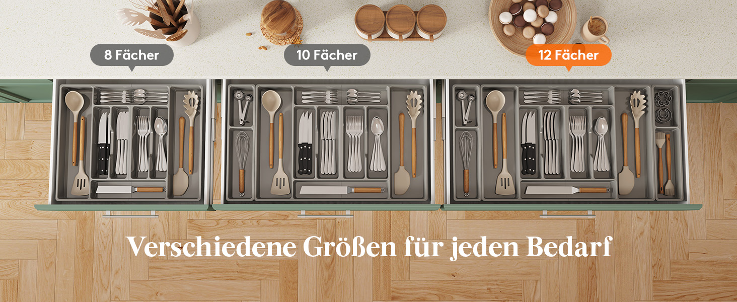 Органайзер для столових приборів Lifewit, 51.6x42 см, на 60 приборів, знімний тримач для кухонного начиння, пластиковий лоток для ложок, ножів, виделок (81.6 x 42 x 5 см)