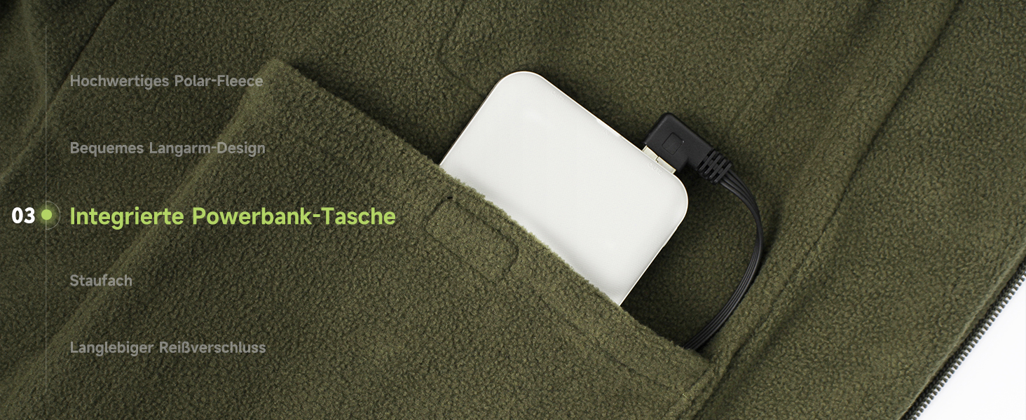 Обогрівальний жилет LABEWVI з акумулятором 10000mAh, чоловічий/жіночий, фліс Polar, USB, зелений