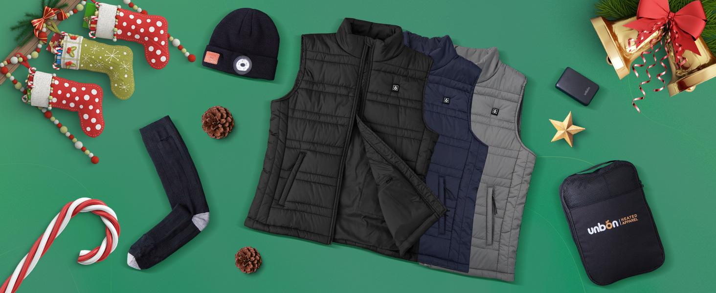 Обогріваючий жилет UNBON з акумулятором 10000mAh USB, чоловічий/жіночий, 3 режими нагріву, 6 зон нагріву, чорний