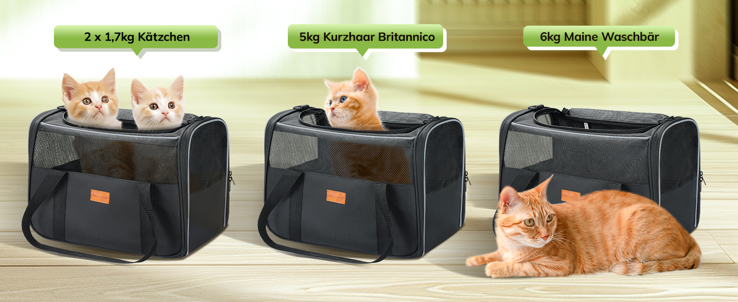 Транспортна переноска для котів та цуценят Morpilot до 5 кг, сіра, велика, для подорожей та до ветеринара