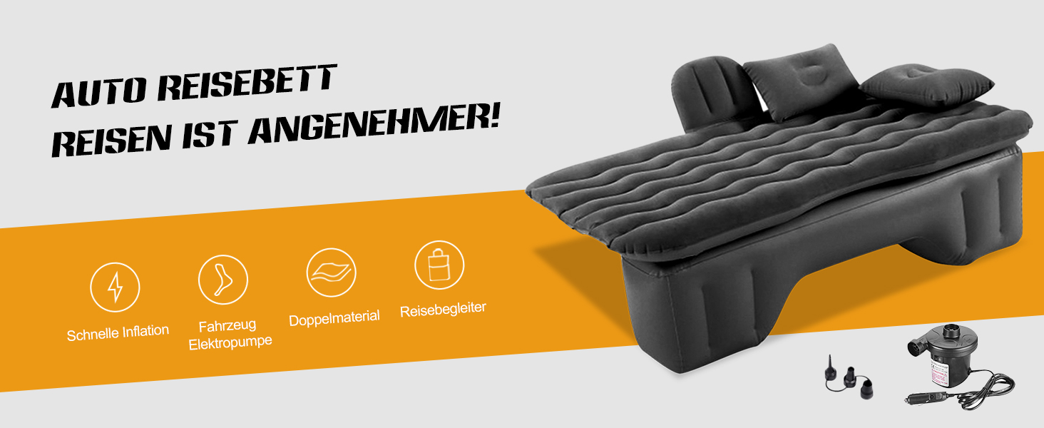 Надувна матрац для авто Ergocar з насосом: для кемпінгу, подорожей, пляжу