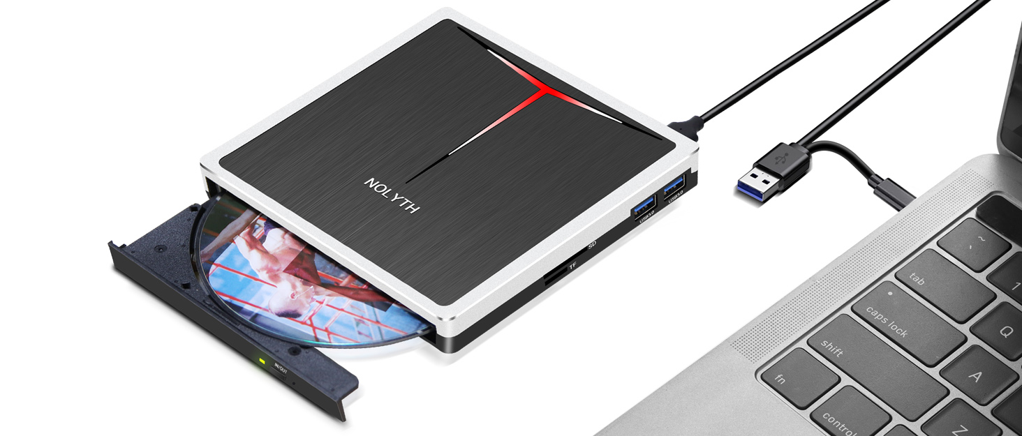 Зовнішній DVD-привід та записувач для ноутбука, Plug and Play USB DVD-бредер