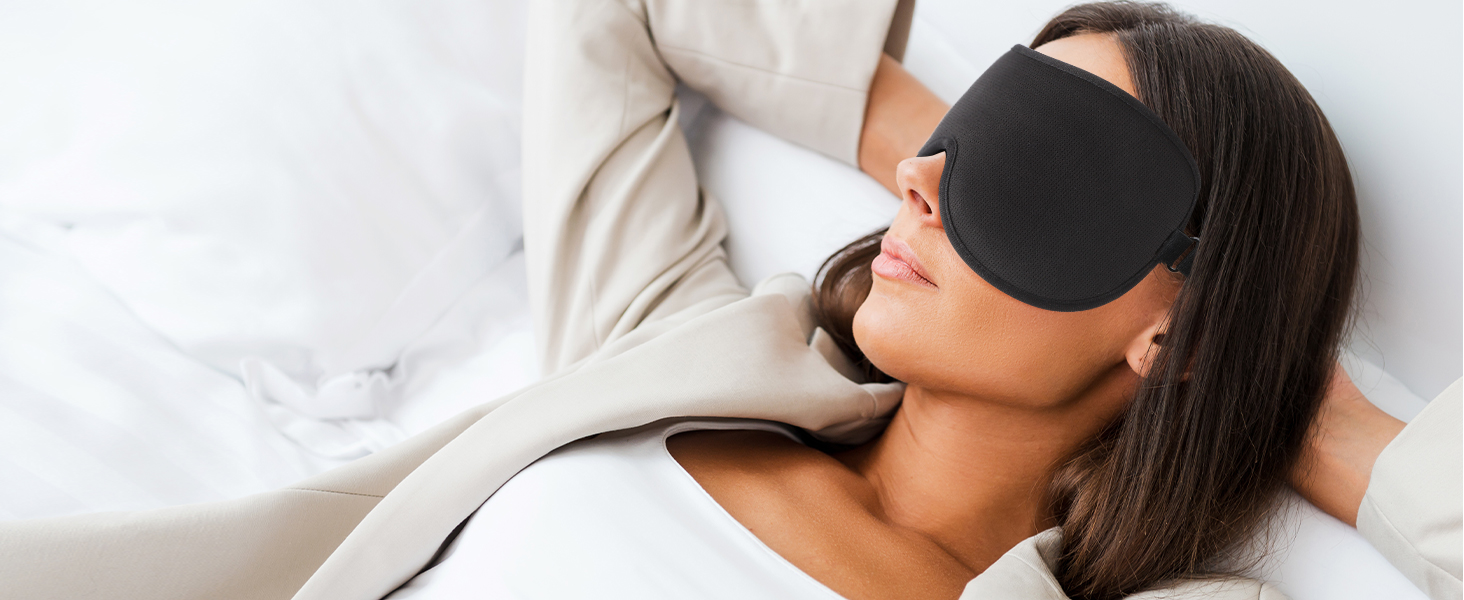 Маска для сну Boniesun для тих, хто спить на боці, з повітряними кишенями, блокує світло, регульована, м'яка та дихаюча, чорна