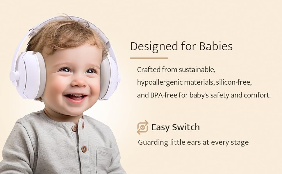 Навушники для дітей 0-4 роки, 2-в-1, захист від шуму 24dB, рожеві