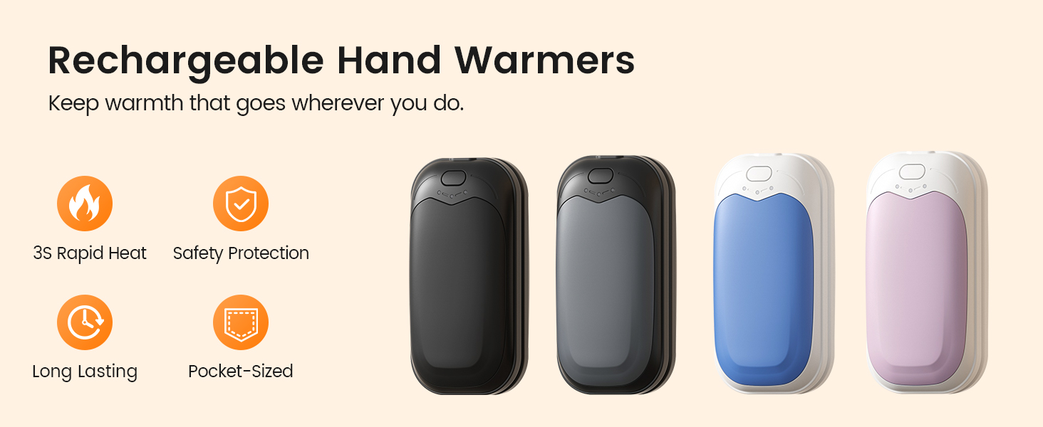 Електричні грілки для рук Gabless 2 шт., USB, портативні, 3 рівні нагріву, швидкий нагрів, чорні - чудовий подарунок для чоловіків та жінок