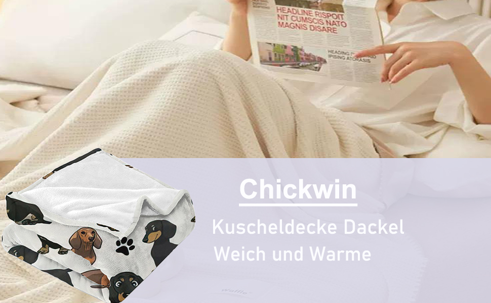 Плед фланелевий Chickwino 150x200 см, м'який флісовий плед з таксою, тепла ковдра для дивана та ліжка