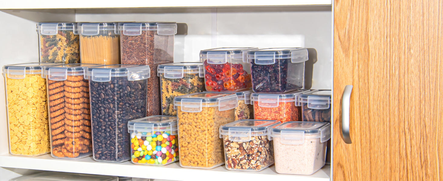 Набір контейнерів для зберігання GoMaihe, 2.5л*6 шт + 5.2л*4 шт. Герметичні контейнери для кухні, органайзери для продуктів, зберігання круп, кави, макаронів