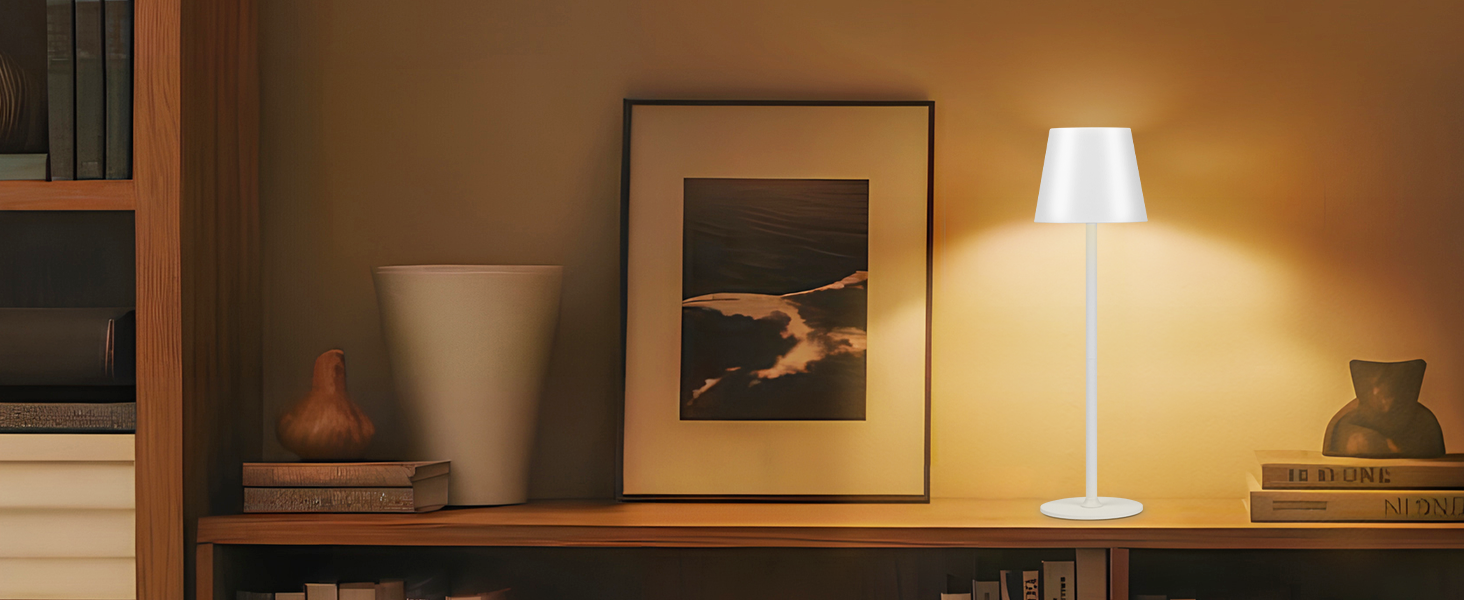 Дві бездротові LED-лампа настільні, перезаряджувані, 3000K, 7 кольорів RGB, USB-C, 5500mAh, вологостійкі, для дому та на вулицю (білі, 2 шт.)